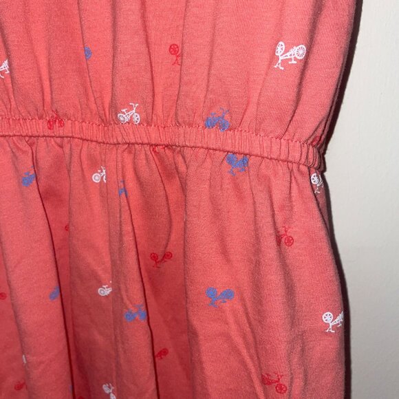 Girls Coral Bike-Print Romper With Flutter Sleeves & Button Keyhole Back - Picture 5 of 8